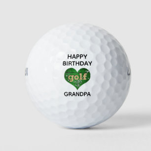 Funny Cute Happy Birthday Grandpa Heart Golfer Golf Balls