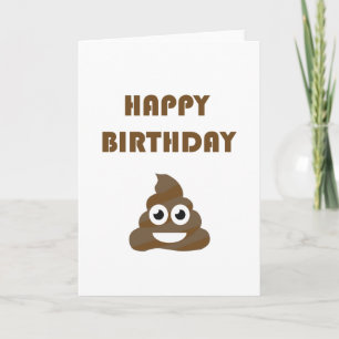 Funny Cute Happy Birthday Party Poop Emoji Card