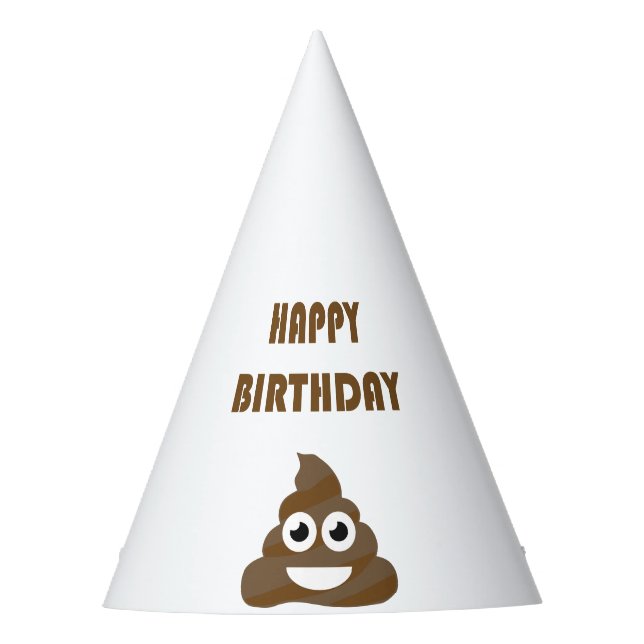 Funny Cute Happy Birthday Party Poop Emoji Hat (Front)