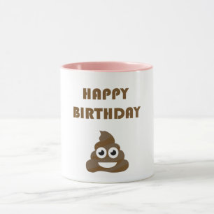 Funny Cute Happy Birthday Party Poop Emoji Mug