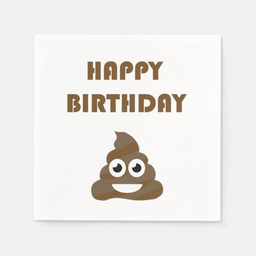 Funny Cute Happy Birthday Party Poop Emoji Paper Napkins