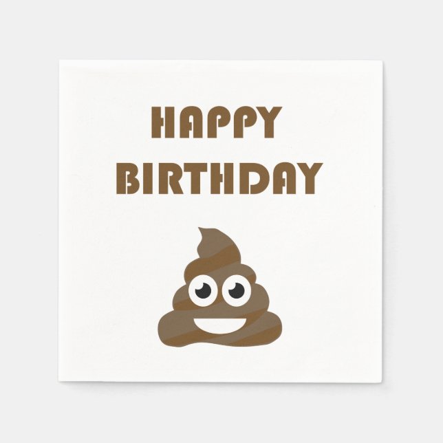 Funny Cute Happy Birthday Party Poop Emoji Paper Napkins (Front)