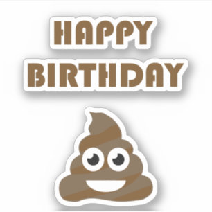 Funny Cute Happy Birthday Party Poop Emoji Sticker
