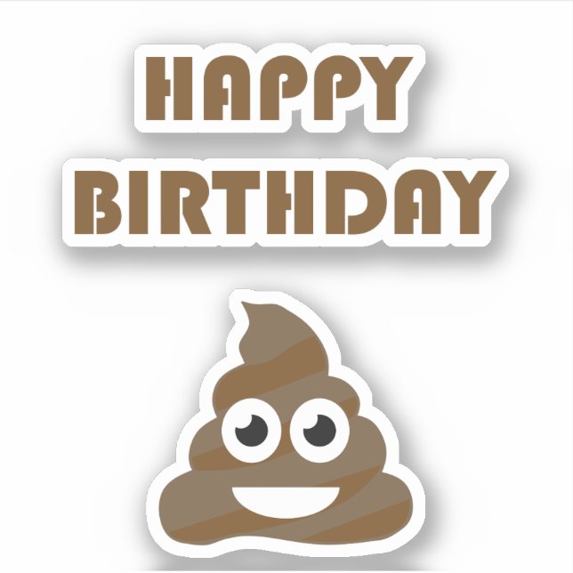 Funny Cute Happy Birthday Party Poop Emoji Sticker (Front)