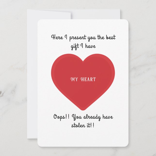 Funny Cute Heart I Love you Valentines Day Note Card (Front)