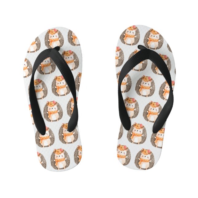Funny Cute Hedgehog   Kid's Flip Flops (Footbed)