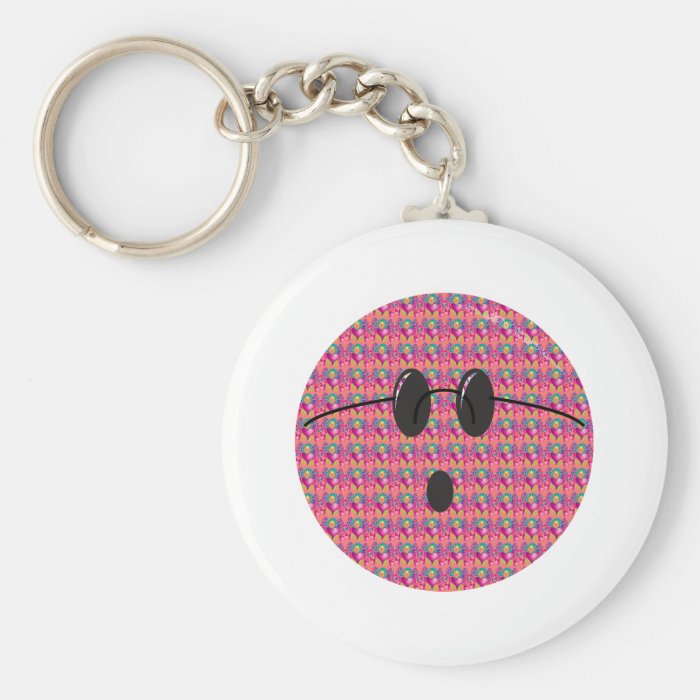 funny cute hippie smiley face keychain