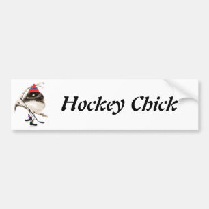 Funny, Cute Hockey Chick, Sport Bird Bumper Sticker