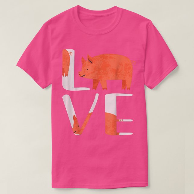 Funny Cute I Love Pig Shirt Farm  (Design Front)