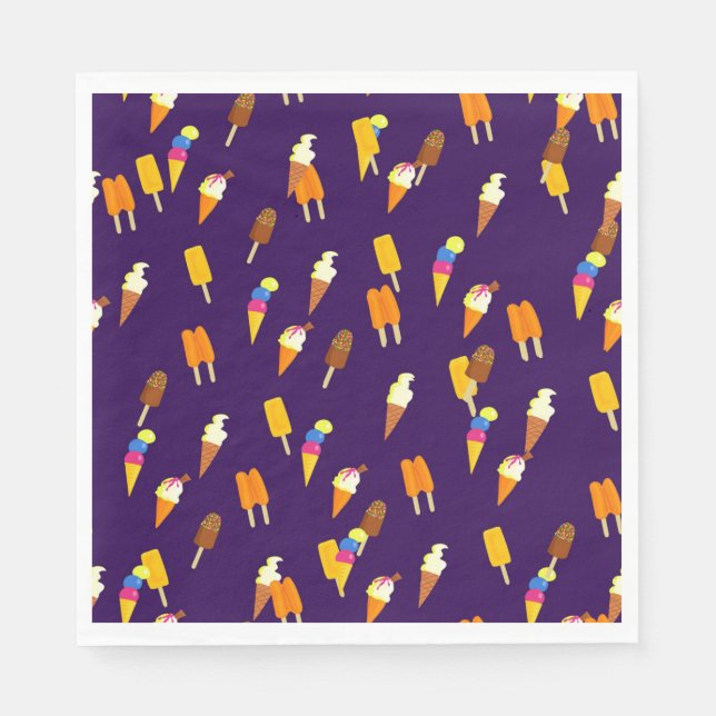 Funny Cute Ice Cream Cone Pattern Summer Food Napkins (Front)