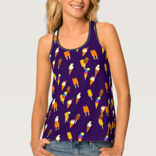 Funny Cute Ice Cream Cone Pattern Summer Food Tank Top