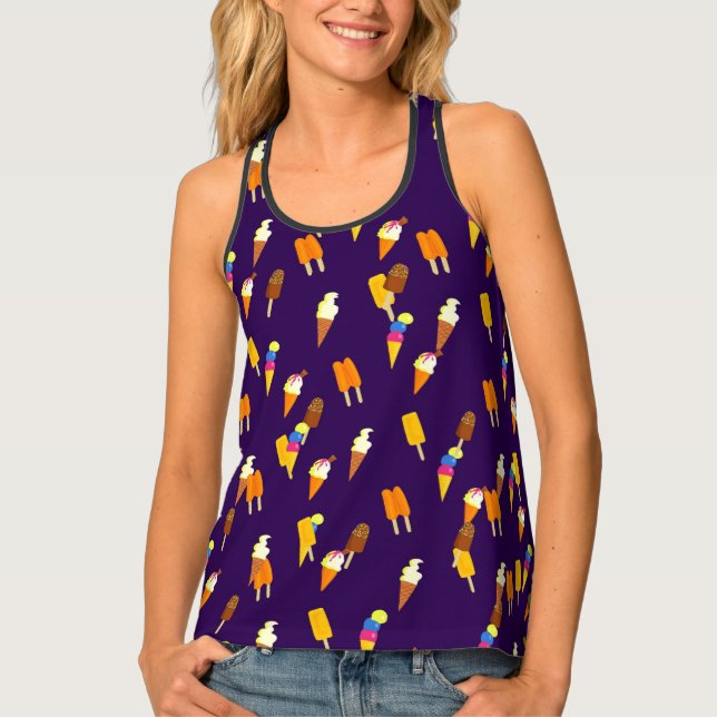 Funny Cute Ice Cream Cone Pattern Summer Food Tank Top (Front)