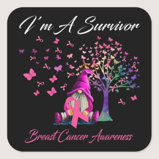 Funny Cute I'm A Survivor Breast Cancer Awareness Square Sticker