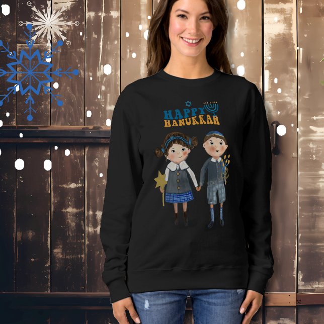 Funny Cute Jewish Couple Happy Hanukkah  Sweatshirt (Funny Cute Jewish Couple Happy Hanukkah Sweatshirt)