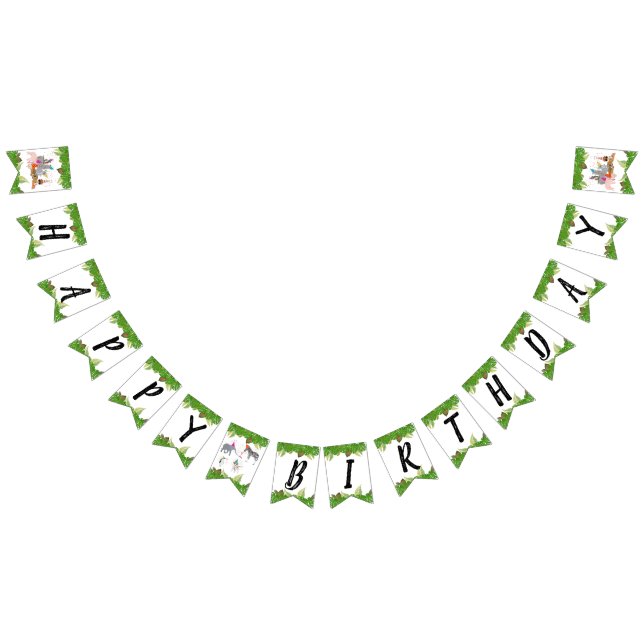 Funny & Cute Jungle Animals at Party Wild One Bunting Flags (All)