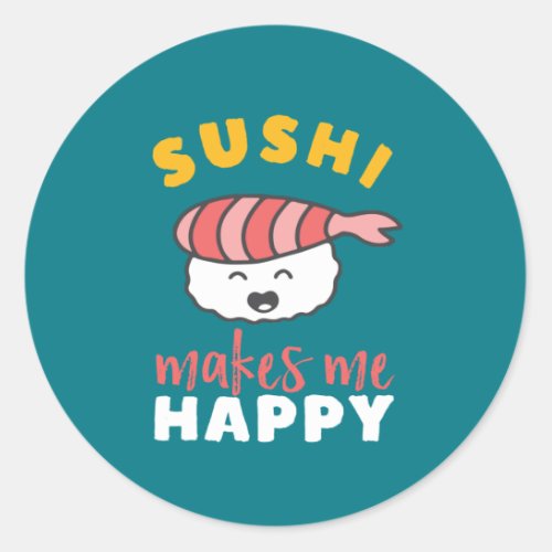 Funny Cute Kawaii Sushi Japanese Food Lover Classic Round Sticker