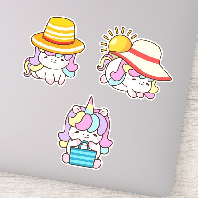 Funny & Cute Kawaii Unicorn Set of 3 Stickers (Creator Uploaded)
