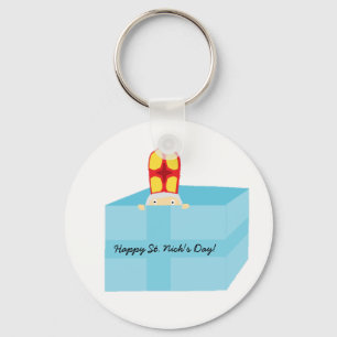 Funny Cute Kids Art St. Nicholas Sinterklaas Keychain
