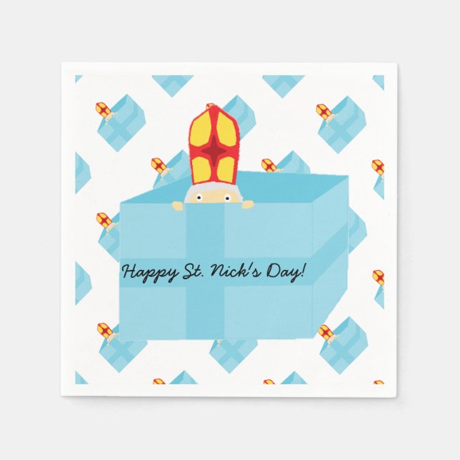 Funny Cute Kids Art St. Nicholas Sinterklaas Napkins (Front)