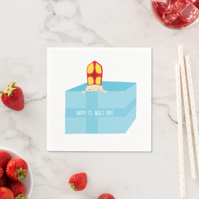 Funny Cute Kids Art St. Nick's Day Sinterklaas Napkins (Insitu)