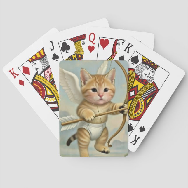 Funny Cute Kitten Cupid Poker Cards (Back)