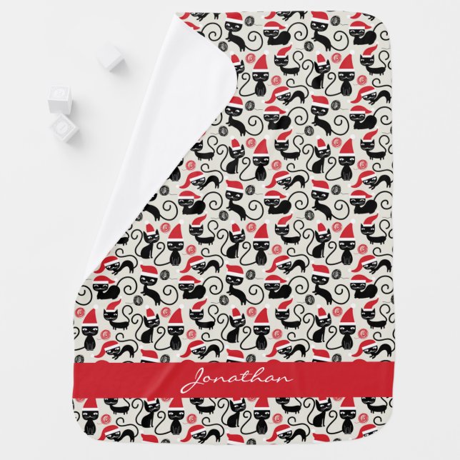 Funny Cute kittens Wearing Santa Hat Christmas Baby Blanket (In Situ)