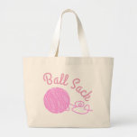 Funny Cute Knitting Ball Sack Large Tote Bag at Zazzle