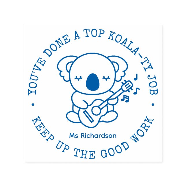 Funny Cute Koala Top Quality Job Teacher Praise Self-inking Stamp (Design)
