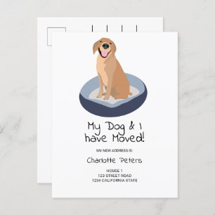 Funny cute labrador dog illustration moving announcement postcard