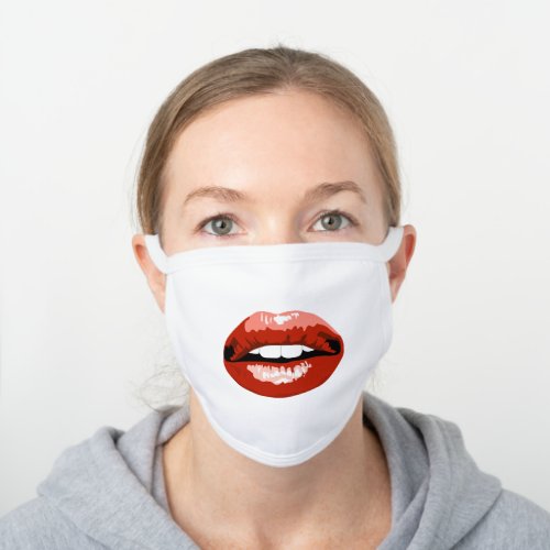 Funny Cute Large Love Red Kissing Lips White Cotton Face Mask