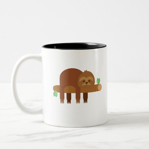 Funny Cute Lazy Sloth Gift Two_Tone Coffee Mug