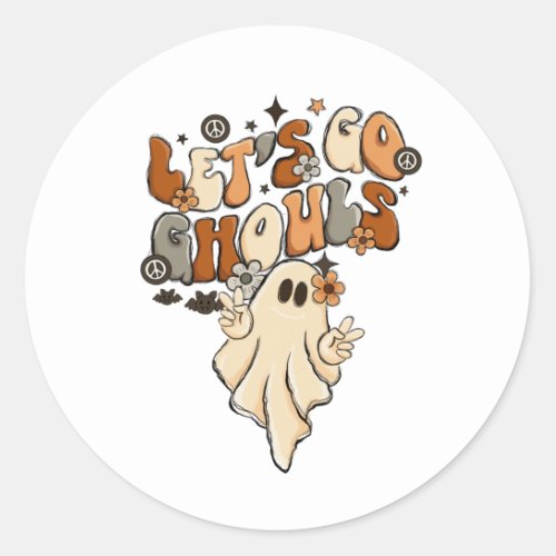 Funny Cute Lets Go Ghouls Halloween Fall Autumn  Classic Round Sticker