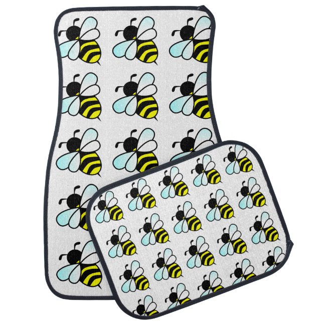 Funny Cute Little Cartoon Bees Pattern Car Mat (Set)