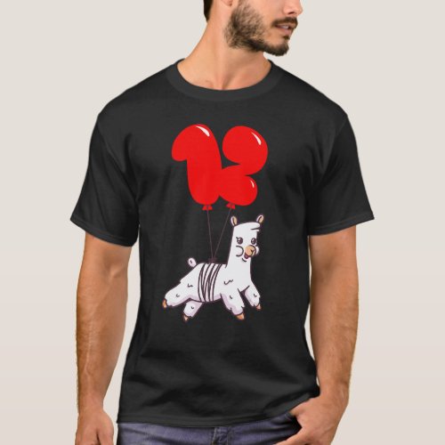 Funny Cute Llama 12th Birthday Kids Balloon Part T-Shirt