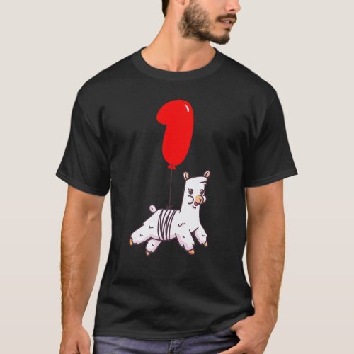 Funny Cute Llama  1st Birthday  Kids Balloon Party T-Shirt