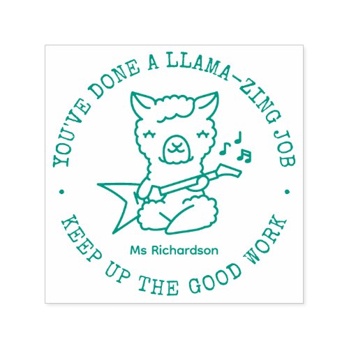 Funny Cute Llama Amazing Job Teacher Reward Self_inking Stamp