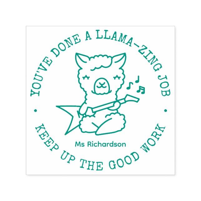 Funny Cute Llama Amazing Job Teacher Reward Self-inking Stamp (Design)