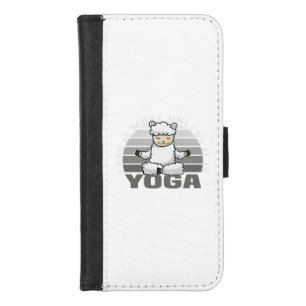Funny cute llama doing yoga. funny yoga poses iPhone 8/7 wallet case