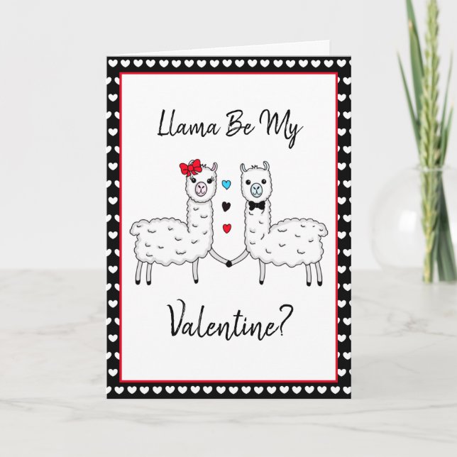 Funny Cute Llama Pun Valentine's Day  Card (Front)