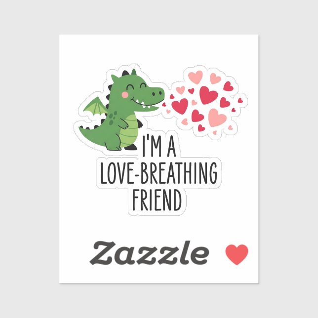 Funny Cute Love Breathing Dragon Friend Sticker (Sheet)