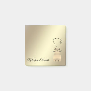 Funny cute luminous gold whimsical cat post-it notes