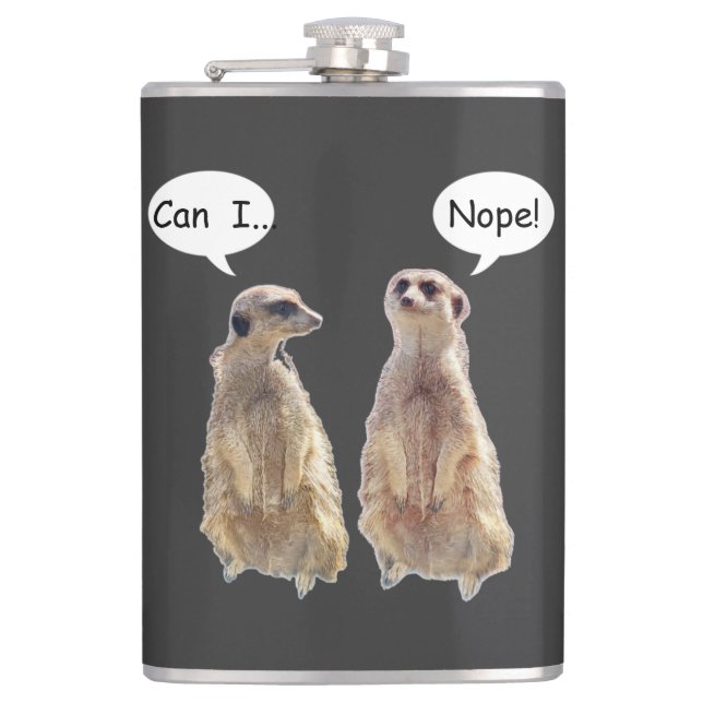 Funny, cute meerkats in conversation    flask (Front)