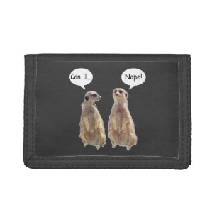 Funny, cute meerkats in conversation trifold wallet