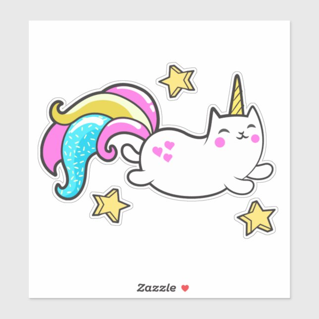 Funny cute meowlogical unicorn kitty sticker (Sheet)