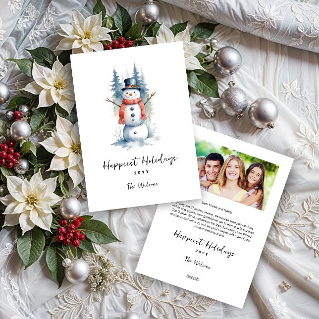 Funny Cute MInimalist Snowman Frosted Forest  Holiday Card (Funny Cute MInimalist Snowman Frosted Forest Christmas Holiday Cards. )