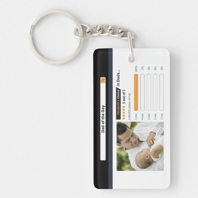 Funny Cute Modern 5 Star Dad Photo Keychain (Front)