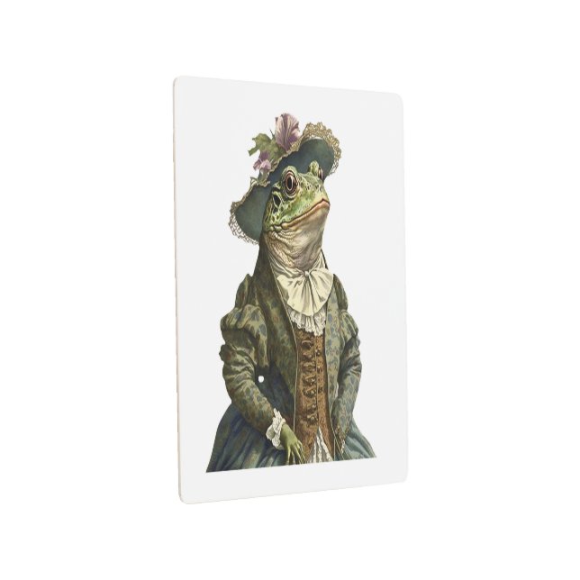 Funny Cute Modern Elegant Dressed Frog on Metal Print (3/4)