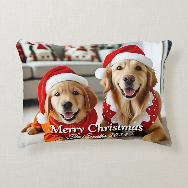 Funny, Cute, Modern Family Christmas Throw Pillow (Front)