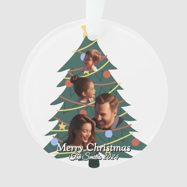 Funny, Cute, Modern Family Photo Christmas Ornament (Front)