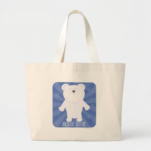 Funny Cute Molar Bear Art Cartoon Grin Smile Large Tote Bag
